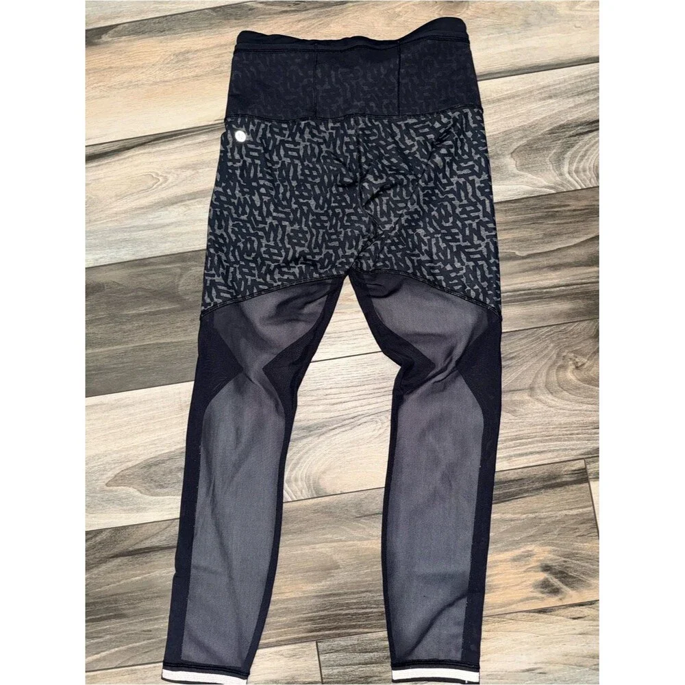 Lululemon run inspire crop II leggings featuring reflective stripes and Venting6